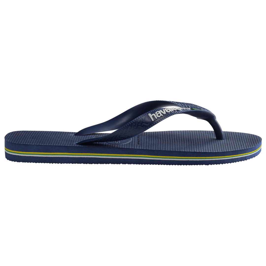 Women's Brazil Logo Flip Flops - Navy Blue