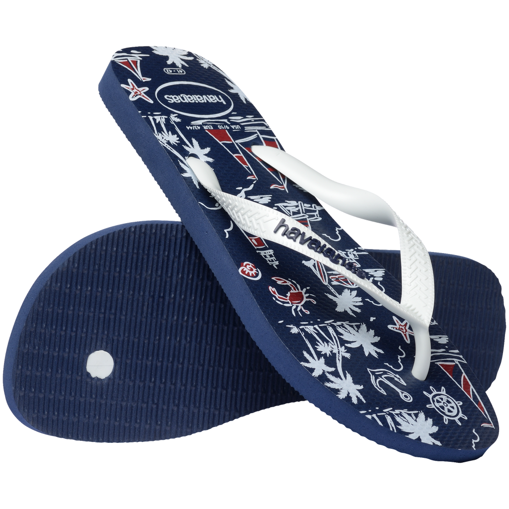 Men's Top Nautical Flip Flops - Navy/Navy/White