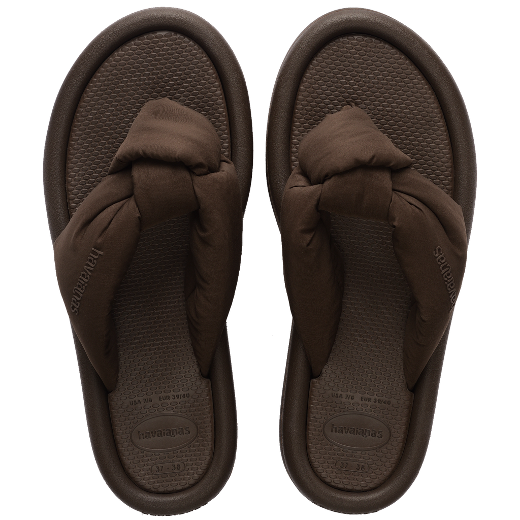 Women's Over Puffed Flip Flops - DARK BROWN