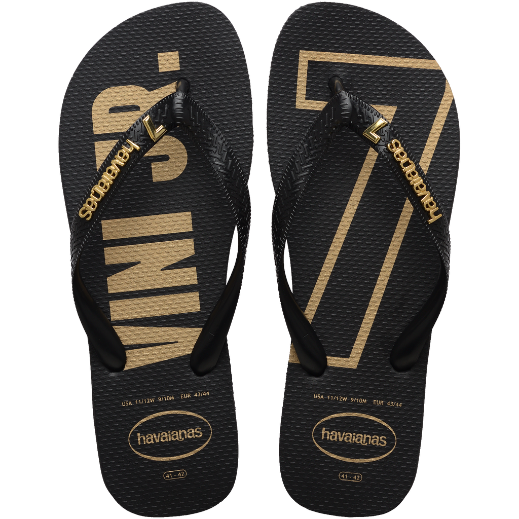 Women's Vini Jr. Golden Top Flip Flops - Black