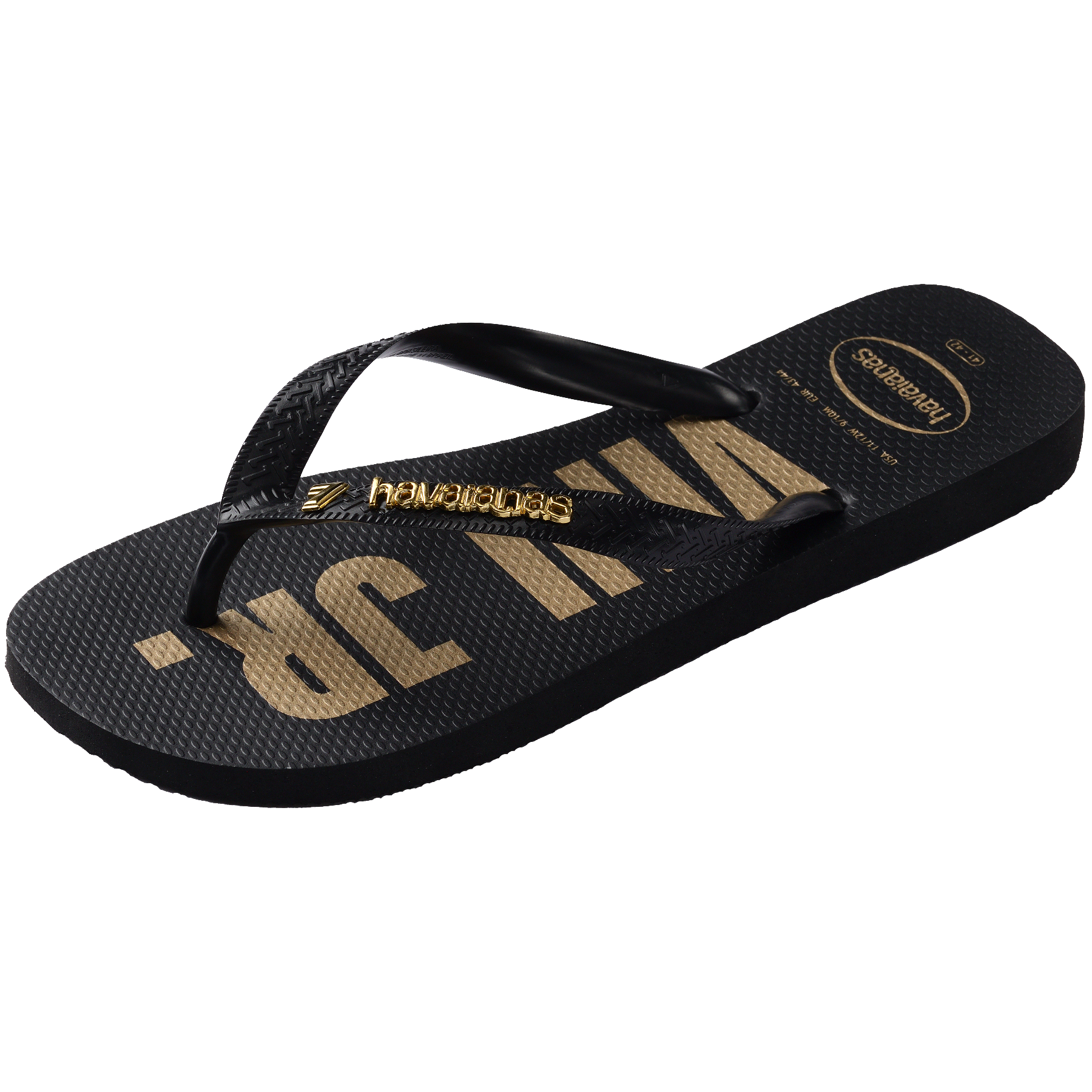 Women's Vini Jr. Golden Top Flip Flops - Black